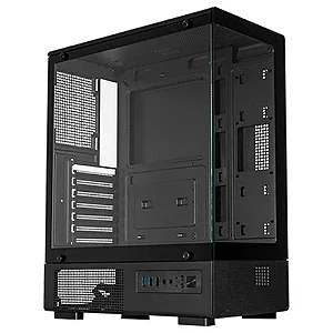 Gabinete Gamer Aquário Kmex Cg-C200 Micro Medusa, Sem Fonte, Sem Fan, Lateral De Vidro, Preto