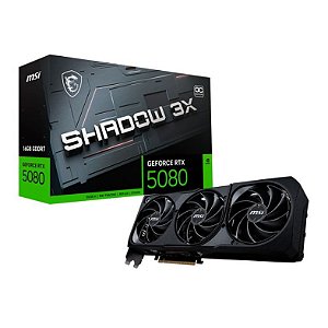 Placa De Vídeo Geforce Ddr7 16Gb/256 Bits Rtx 5080 Msi, Shadow 3X Oc, 3 Fans, Dp, Hdmi, 912-V531-435, Preta