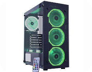 Gabinete Gamer Kmex CG-01N9 Atlantis 1, Vidros, 3 Fans RGB Ritmicos Sem Fonte