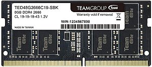 Memória Notebook Ddr4 8Gb/2666 Mhz Team Group 1.2V Ted48G2666C19-S01