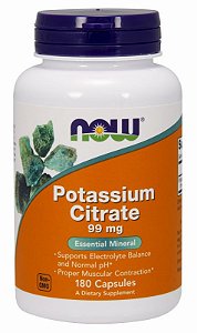 Citrato Potássio 99 mg (180 Cápsulas Vegetais) - Now Suplementos - Original Importado EUA