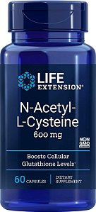 N-acetil-L-cisteína 600mg (60 cápsulas vegetais) - Original Importado EUA