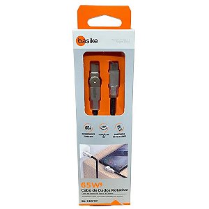 Cabo Basike Rotativo - USB-C TYPE C - 65W - 1 Metro - BA-CBO101