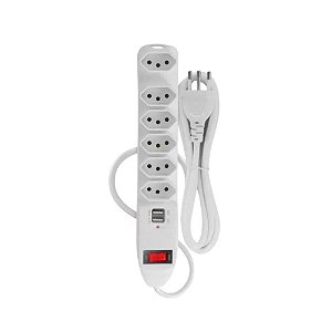 Extensão Basike - 6 Tomadas e 2 Entradas USB 1.5 Metros - SL-7906