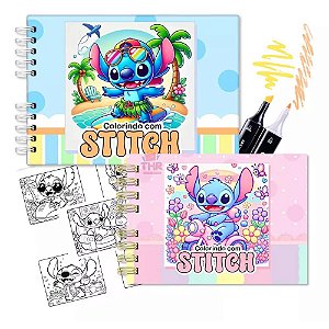 Livro De Colorir Stitch Capa Dura 50 Páginas A5 180g Estilo Bobbie Goods 50 Desenhos