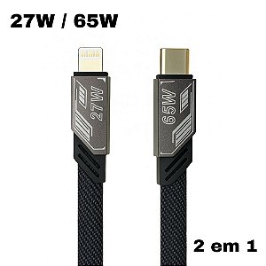 Cabo Basike 2 em 1 - USB - Lightning / Type C - 65W - 1 Metro - BA-CBO097