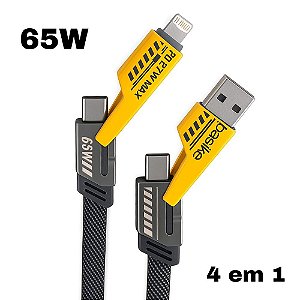 Cabo Basike 4 em 1 - USB/USB-C/Lightning/Type C- 65W - 1 Metro - Ba-CBO095