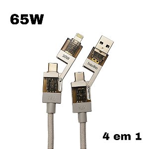 Cabo Basike 4 em 1- USB/USB-C/Lightning/Type C- 65W - 1,2 Metro - Ba-CBO236