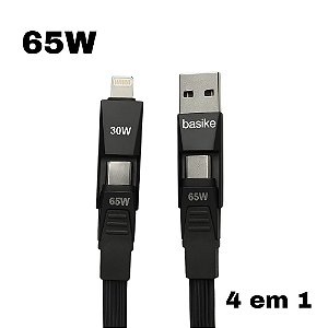 Cabo Basike 4 em 1- USB/USB-C/Lightning/Type C- 65W - 1,2 Metro - Ba-CBO234