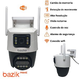Câmera de Segurança Inteligente 360º Basike - Wi-Fi, Visão Noturna, Detecção de Movimento