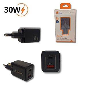 Carregador Turbo 1 Tipo C e 1 USB 30W Só Base BA-CAR048