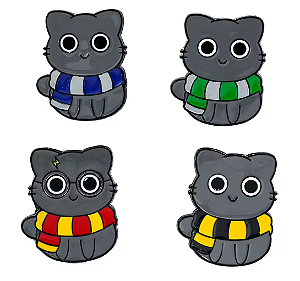Kit Com 4 Broches De Metal - Pins - Gatos Harry Potter
