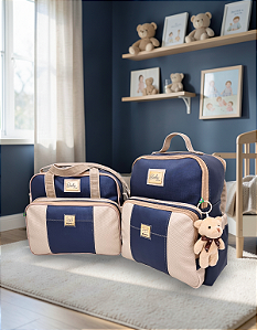 Kit Bolsa Média Maternidade Bebê Personalizada com Nome + Mochila + Trocador Miellu - Linha Deluxe