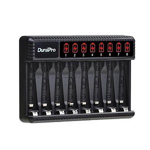 Carregador de Pilha Inteligente AA/AAA DuraPro com 8 Slots Via USB