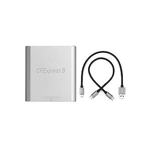 Leitor de Cartão CFExpress B cabos USB e USB tipo C