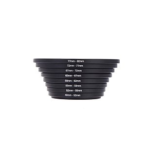 Conjunto de Anéis Adaptadores Step-Up 8 peças 49mm a 82mm