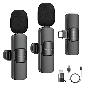 Microfone de Lapela Duplo Sem Fio Profissional MK17