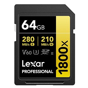 Cartão de Memória Lexar SDXC Professional Gold 64GB 1800x UHS-II 280MB/s