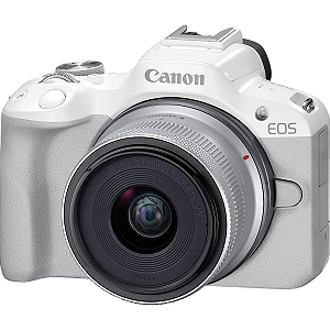 Câmera Cânon Mirrorless EOS R50 4K + Lente RF-S 18-45mm - Branco