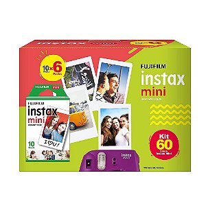 Filme Instax Mini Kit Com 60 Fotos ISO 800 Fujifilm Filme Instantâneo