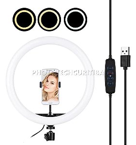 Iluminador de Led Ring Light 160 Led  32cm + Tripé + Suporte para Celular