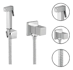 Ducha Higiênica Quadrada Metal 1/4 de Volta Duchinha Gatilho Banheiro