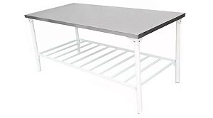 Mesa tampo inox 1,5m com paneleiro
