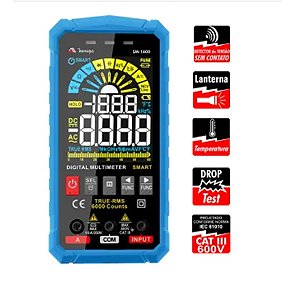 Multímetro SMART Digital 6000 contagens / CAT III - 600V / TRUE RMS / LANTERNA / NCV