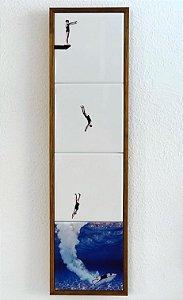 Painel de azulejos com moldura em madeira - Mergulho