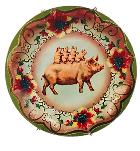 Azulejo redondo 19cm - Porco
