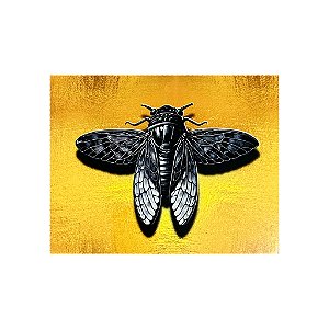 Azulejo 15x20cm Cicarra fundo dourado