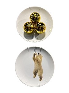 Conjunto de 2 pratos 27cm - Urso Branco