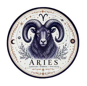 Azulejo redondo 19cm - Signo Aries