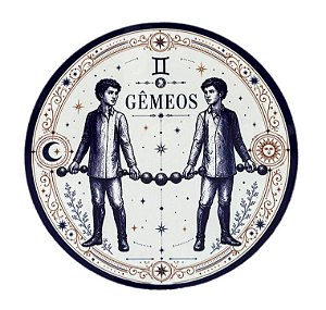 Azulejo redondo 19cm - Signo Gêmeos