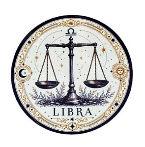 Azulejo redondo 19cm - Signo Libra