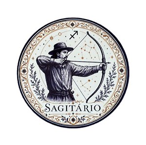 Azulejo redondo 19cm - Signo Sagitário