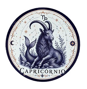 Azulejo redondo 19cm - Signo Capricórnio