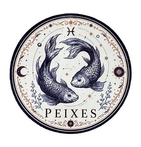 Azulejo redondo 19cm - Signo Peixes
