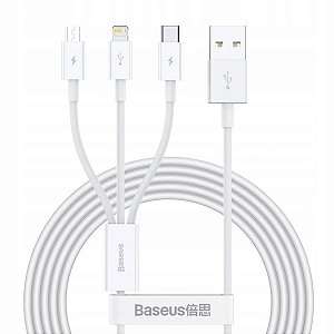 Cabo 3in1 1,5 M Baseus Fast Charging Data 480mbps Branco