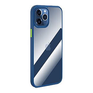 Capa Para Iphone 12 mini 5.4" Rock Reforçada U Shield Guard Ante Impacto E Proteção de Câmera Transparente e Azul