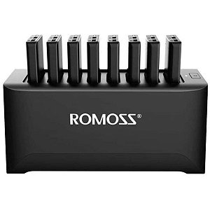 Base Romoss Carregamento Com 8 Carregadores Portáteis De 10.000 mAh USB Duplo