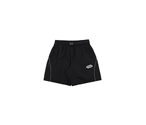 Short Disturb Belted Nylon Shorts in Black