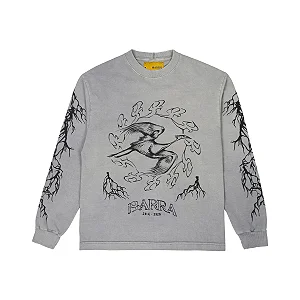 Camiseta Barra Manga Longa "Ahlma Tribal" Estonada Grafite