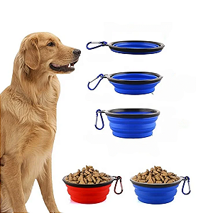 Pote Tigela Pet Portátil Comedouro E Bebedouro De Silicone 350 ml