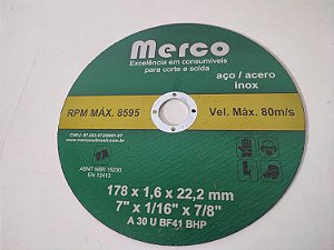 Disco de Corte  7" 1,6 Inox Caixa com 200 Unidades - MERCO