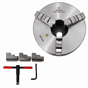 Placa para Torno 3 Castanhas Universais 200mm Aço (Castanhas Internas e Externas) - KING TOOLS