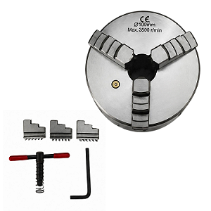 Placa para Torno 3 Castanhas Universais 100mm Ferro Fundido (Castanhas Internas e Externas) - KING TOOLS