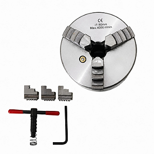 Placa para Torno 3 Castanhas Universais 080mm Ferro Fundido (Castanhas Internas e Externas) - KING TOOLS