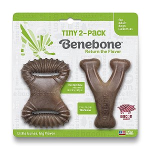 Mordedor Benebone Tiny Bacon - Wishbone e Dental Chew