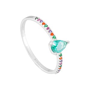 Anel Solitario Gota Turmalina Paraiba.